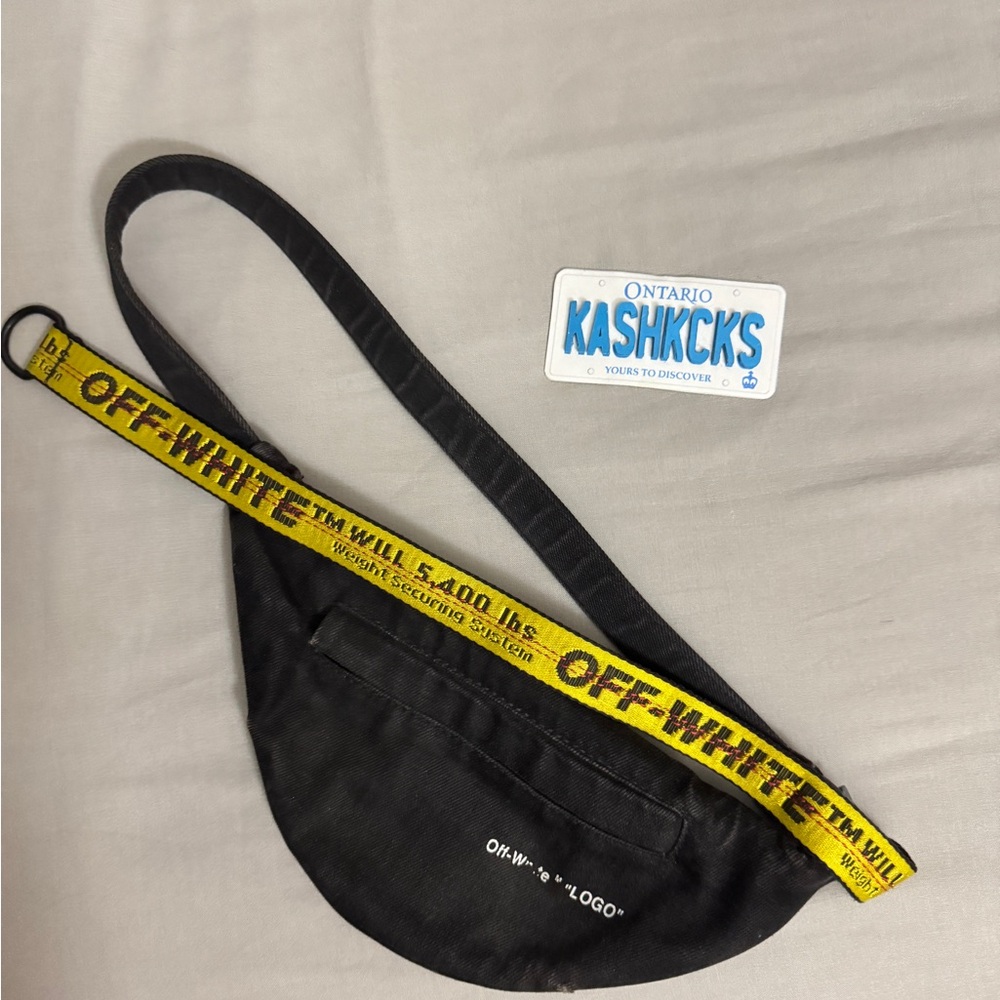 Off-White Black Bag with Yellow Strap